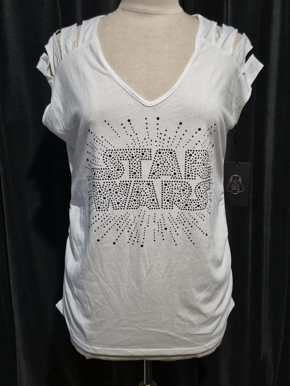 Rock & Republic White Star Wars Studded V-Neck Tee - Picture 1 of 5